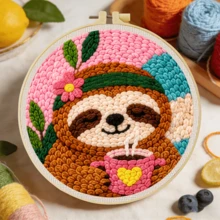DIY Punch Needle Embroidery Kit, Includes Punch Needle, Yarn, Instructions, Embroidery Hoop And Pre-Printed Pattern Fabric, Animal Pattern, Suitable For Home Wall Decor, Perfect Gift For Family And Friends, 20X20cm (7.87X7.87 Inches) - A - View 15