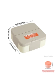 This Macaron Color Block Lunch Box Is Made Of PP Material, Features A Portable Design, Built-In Utensils, Leak-Proof Seal, And Is Suitable For Back To School, Office, Picnic, Camping, Travel And Daily Use - Multicolor - View 7