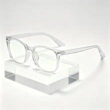 Men's Classic Aesthetic Modern Minimalist Style Transparent Glasses, Suitable For Daily Life, Office, Holiday Gift - Black - View 5