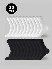 5 Pairs/10 Pairs/20 Pairs Couple Casual Sports Socks, Suitable For Daily Home And Outdoor Wear, Size: (35~39) (39~42) - Multicolor - View 2