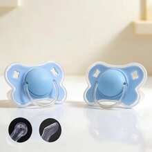 2pcs/Pack Butterfly-Shape Baby Pacifier Soother With Cover For Daily Use(Cherry Round Nipple) And Night Use(Thumb Nipple) - Multicolor - View 2