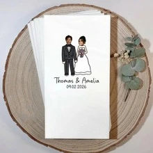 Customized Face Wedding Napkins, Personalized Couple Portrait Napkins, Fun Photo Bridal Shower Rehearsal Dinner Decor, Fun Wedding Decor - Multicolor Portrait Tissues - View 4