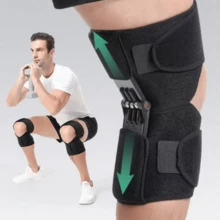 Spring Force Knee Pads, Knee Booster Knee Joint Support Powerful Non‑Slip Leg Protector For Strength Training Mountaineering, Outdoor Hiking Cycling - Black - View 1