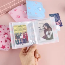 1pc Cute Korean Style Small Card Storage Album, Macaron Heart/Star Print Card Album, Portable Snap Button Mini Collection Photo Album, Suitable For Idol Cards, Bank Cards, Business Cards, ID Card Storage, Etc. - A - View 6