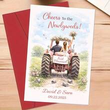 1pc Wedding Card Suitable For Friends - Tractor Couple Photo Greeting Card With Envelope, Farm-Themed New Marriage Congratulations For Rural Wedding Gifts, Paper For Newlyweds - Multicolor - View 9