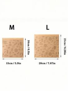 Cirelle 100个棕色食品密封袋，防油自粘储物袋，包装袋，适用于三明治，面包，汉堡包，炸薯条包装袋，野餐派对食品自粘包装储物袋，三明治包装袋，炸鸡包装袋，烤鸡包装袋，食品防油纸，煎饼袋 - 彩色 - 查看 4