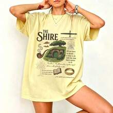 The Shire Shirt, Fantasy Book Lover Shirt The Rings Second Breakfast Rivendell Shirt Lord Of Shirt Gift For Book Lover100% Cottonsummer Outfits For Wo - Kuning - View 1