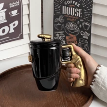 1pc Creative Ceramic Revolver Shaped Mug, Fun And Unique. Can Be Used As A Mug Or Coffee Cup, Uniquely Shaped And Full Of Creativity, Suitable For Home Or Office Display. Also An Excellent Birthday Gift For Boyfriend, Very Interesting. Back To School Essential - Multicolor - View 12