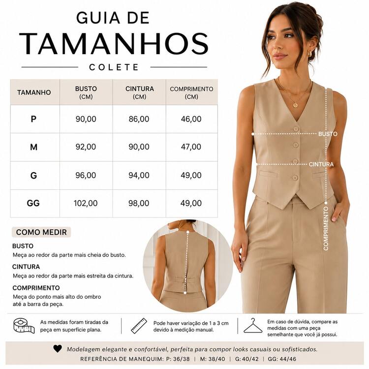 Women's Tailored Vest With Covered Buttons On The Front, Elegant, Casual, Asymmetrical, For Office Or Vacation. - 米色 - 查看 3