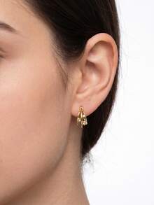 Luxury Sparkling Hoops, Three-Circle Zirconia S925 Silver Earrings With Gift Box For Party & Wedding - Multicolor - View 4