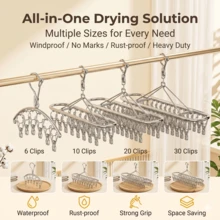 1pc Stainless Steel Oval Curved Multi-Clip Drying Rack With Multi-Functional Underwear And Socks Hanger For Home Laundry Organization And Storage Solutions - View 2
