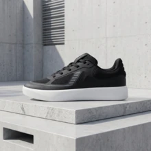 Baskets basses ultra confortables pour hommes, tige en maille respirante, semelle antidérapante, légères, blanches, semelle épaisse, chaussures de marche et de trajet - Noir et Blanc - Voir 1
