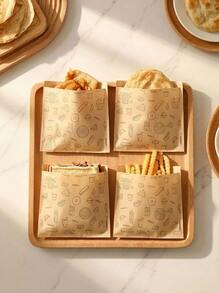 Cirelle 100个棕色食品密封袋，防油自粘储物袋，包装袋，适用于三明治，面包，汉堡包，炸薯条包装袋，野餐派对食品自粘包装储物袋，三明治包装袋，炸鸡包装袋，烤鸡包装袋，食品防油纸，煎饼袋 - 彩色 - 查看 5