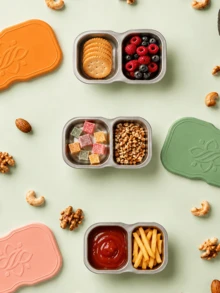 Meoky This Stainless Steel Double-Compartment Snack Box With A Lid Is A Reusable Food Storage Container Suitable For Storing Dipping Sauces, Fruits, Nuts, Sauces, Snacks, And Meal Preparation. - Pink - View 7
