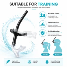 1pc Front-Mounted Swimming Training Snorkel With Soft Silicone Mouthpiece And Bottom Drainage Valve, Center-Mounted Snorkel, Suitable For Lap Swimming, Freestyle Practice, Pool Training, Triathlon Training, Beginner Technique Training, Adult And Youth Equipment - Multicolor - View 8