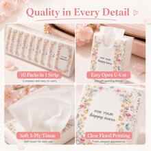 20/10/5/1 Pack Mini Floral Pocket Tissues, 3-Ply Soft Unscented Travel Tissue Packs, Natural Wood Pulp Portable Facial Tissues, Suitable For Weddings, Parties, Wallets, Handbags, Dinners, Outdoor Travel And Daily Use - A - View 4