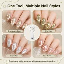 nailpop New Multifunctional Cat Eye Nail Art Tool, Can Simultaneously Create Hollows And Heart-Shaped Cat Eyes, With Handle For Quick Hollow Suction, Heart-Shaped Cat Eye Design, Spring/Summer Nail Supplies, Compact And Portable - Multicolor - View 7