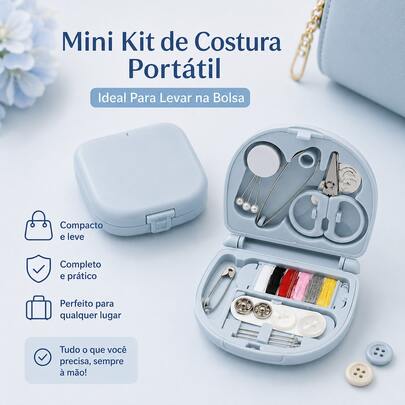 H-708 - 1 Mini Kit de Costura Portátil Compacto - Ideal para Levar na Bolsa