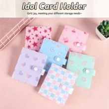 1pc Cute Korean Style Small Card Storage Album, Macaron Heart/Star Print Card Album, Portable Snap Button Mini Collection Photo Album, Suitable For Idol Cards, Bank Cards, Business Cards, ID Card Storage, Etc. - A - View 5