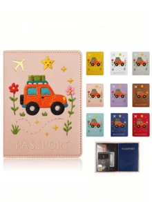 Multi-Color Car Travel Pattern Travel Passport Holder, Foldable Portable Multifunctional Storage Design, Waterproof And Dustproof, Ideal Customized Gift For Air Travel, Commuting, Group Tours, Family Outings, Friends Gatherings And More - Multicolor - View 2