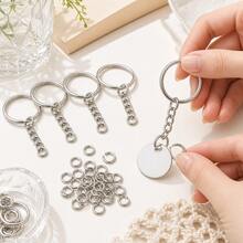 Metall Schlüsselring Set Mit Ketten Und Offenen Binderingen, Mehrfachpack In Schwarz Oder Weiß Für DIY Schlüsselanhänger, Taschenanhänger, Handy Anhänger Und Schmuck Bastelprojekte Mit Klarer Geschenk - 30 Weiß - Übersicht 8