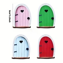 2D Flat, 1pc Vintage Pastoral Decorative Sign, Heart Fairy Arch Wooden Door Ornament, Summer Home & Office Wall Decor, Garden Micro Landscape Tree Trunk Arrangement Prop, Holiday Party Gift - C - View 5