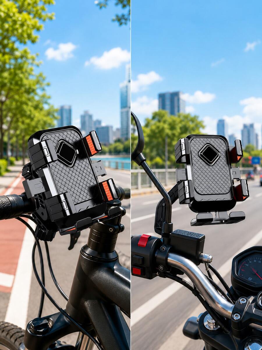 Dudukan Ponsel Motor, Dudukan Ponsel Sepeda yang Kompatibel dengan Stang dan Kaca Spion, Braket Ponsel Sepeda Universal Berputar 360°, Pemasangan Cepat dan Pegangan Aman, Cocok untuk Skuter, Sepeda Motor Ringan, Sepeda Listrik, Sepeda Motor, Dudukan Ponsel Anti Guncangan, Kompatibel dengan Semua Ponsel