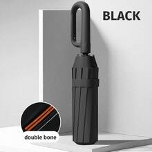 Unisex Automatic Umbrella, Reinforced Ribs, Foldable, Portable, Durable UV Protection, Dual Use For Sun And Rain (Umbrella Fabric, Rib Color, English Letter Pattern Design, Button Shape And Color Can Be Freely Customized) - Multicolor - View 11
