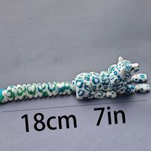 1pc White Leopard Figurine, Fully Articulated Joints, Random Blue And Green Pattern, Suitable For Home Decor Ornament - Multicolor - View 2