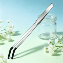 10-Inch Non-Slip Extended Tweezers, Stainless Steel + Plastic Coated Tips, Straight Or Curved, 4-In-1: For Aquarium Plants, Jewelry, Potted Plants, Feeding Lizards And Geckos, 1/2/4pcs - C-Silver - View 6