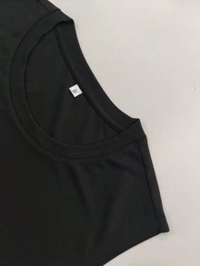 1pc Men's Polyester Sleeveless Tank Top With "POWER" Letter And Weightlifting Silhouette Print, Soft Breathable Loose Round Neck Muscle Fit Gym Top, Adult Men's Fitness Training Daily Sports Wear, Basic Apparel, Suitable For Sports Enthusiasts - Black - View 3