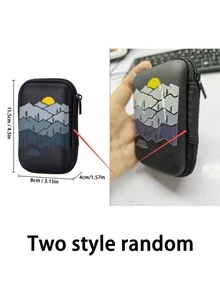 Mountain Sunset & Camping Pattern EVA Hard Shell 4.3 Inch Compact Storage Case - Travel Protective Storage Bag, Suitable For Electronic Accessories, Earphones, Hard Drives And Data Cables; Shockproof Zipper Bag (Storage Case Only). - Multicolor - View 8