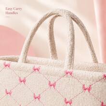 1pc Bow Pattern Diaper Storage Basket, Newborn Diaper Storage Box, Suitable For Nursery Use - Multicolor - View 5