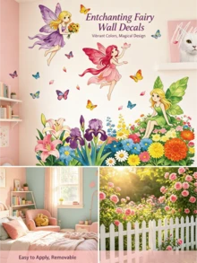 1 Set Forest Fairy Floral Wall Decals, Colorful Butterfly Children's Room Decoration Stickers, Fairy Tale Style Bedroom Remodeling Stickers, Fairy Wall Decals, Children's Room Decoration Stickers, Butterfly Floral Wall Decals, Mori Style Wall Decals, Fairy Tale Style Wall Decals, Self-Adhesive Removable Wall Decals, Girls' Room Wall Remodeling - Wall Stickers - View 8