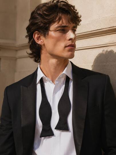 1pc Men's Solid Color Hand-Tied Bow Tie, Suitable For Business, Banquet, Party, Daily Wear, Etc.