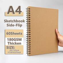 32K/A5/16K/A4/8K Spiral Bound Blank Sketchbook 60 Sheets 180GSM Classic Cover Loose Leaf For Sketching Journaling Notes Diary Suitable For Art Students - Single Piece - View 14