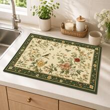 1pc Absorbent Drying Mat, Kitchen Decor Coffee Machine Mat, Handmade Coffee Pot Drip Tray, Kitchen Floor Mat, Dining Table Mat, Kitchen Countertop Dish Drying Mat, Breakfast Mat, Heat-Resistant Drip Tray With Non-Slip Backing, Diatomaceous Earth Drip Tray, Stain-Hiding, Super Absorbent Kitchen Drip Tray, Easy-To-Clean Dish Rack Mat, Perfect For Kitchen, Dining Table, Coffee Shop, Bar, Holiday, Party, Home Decor, Holiday Gift - Multicolor - View 2