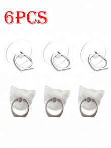 6pcs Transparent Cartoon Phone Stands, Foldable Ring Holder Stands, Animal, Round, Small Flower Shaped Phone Stands Compatible With IPhone, Android Phone, Gift For Birthday, Family, Friends Finger Ring Holder, Phone Grip, Phone Accessories - Multicolor - View 17