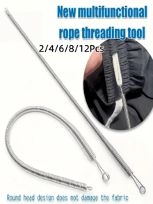 2/4/6/8/12入彈性腰帶穿線工具，多功能適用於各種場景，連帽抽繩工具，縫紉與編織配件，可彎曲彈簧抽繩穿線夾，適用於褲子、連帽衫、彈性帶、蕾絲繩，靈活抽繩DIY縫紉配件 - 多色 - 查看 13