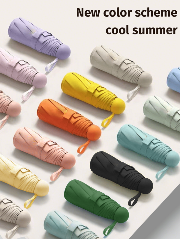 1pc Mini Foldable Umbrella With Storage Bag, 6 Ribs, Portable And Lightweight For Outdoor Travel All-Weather Use, Spring/Summer Choice, Bridesmaid Gift, Indoor Bedroom Decor, Beach, Travel, Unisex, Vacation, Cute Accessory, Mother's Day Gift, Bedroom Decor, Garden, Kitchen Decor, Summer, Travel Essential, Indoor Decor, Stress Relief Toy, Graduation