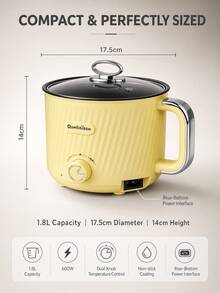 SOKANY 1.8L Mini Electric Hot Pot, Non-Stick Multi-Function Pot, 2-Level Temperature Control, Portable Ramen Pot, Suitable For Dorms And Apartments, Perfect For Stir-Fry, Soup And Hot Pot - Creamy Yellow Single Layer - View 11