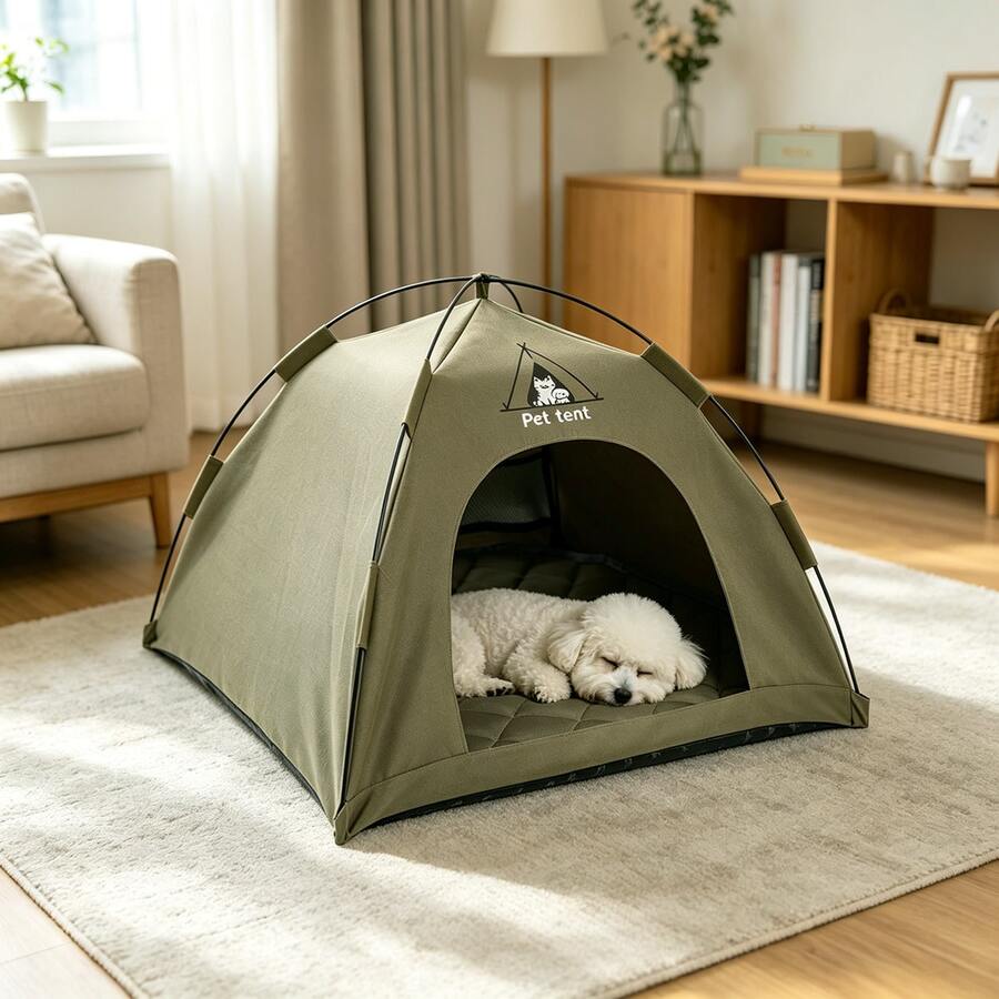 1PC Pet Tent Bed, Dog Tent, Cat Tent, Dog Bed, Cat Bed, Removable And Washable, All-Season, Outdoor Breathable Dome Pet Bed