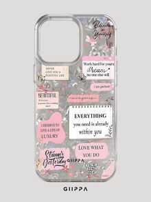 GIIPPA 1pc English Letter Slogan Pattern Design Phone Case, Compatible With Phone 17 Pro Max, 16 Pro Max, 15 Pro Max, 14 Pro Max, 11/12/13/14/15/16 Pro Max Plus, Korean Style High-End Fashionable & Fun Elegant Design, Unisex, Perfect Gift For Girlfriend For Christmas, Valentine's Day, Easter, Wedding Season And Birthday! - Multicolor - View 6