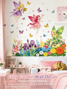 1 Set Forest Fairy Floral Wall Decals, Colorful Butterfly Children's Room Decoration Stickers, Fairy Tale Style Bedroom Remodeling Stickers, Fairy Wall Decals, Children's Room Decoration Stickers, Butterfly Floral Wall Decals, Mori Style Wall Decals, Fairy Tale Style Wall Decals, Self-Adhesive Removable Wall Decals, Girls' Room Wall Remodeling - Wall Stickers - View 6