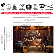 1pc Wild West Theme Birthday Backdrop Banner, Country Barn Cactus Guitar Design, Birthday Party Decoration, Home Background Wall Decor, Indoor Outdoor Garden Patio Decoration, Photography Background - A - View 3