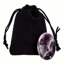1PC Chakra Healing Worry Stones Set Natural Polished Oval Palm Massage Crystals Anxiety Relief Energy Stones For Reiki Meditation SPA - Thumb-pressing Stone + Bag - View 8