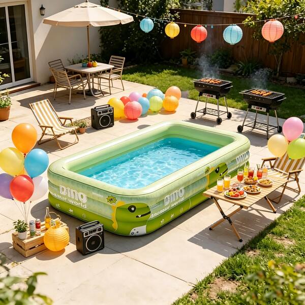 Large Inflatable Swimming Pool, Cute Little Monster Pattern, Very Suitable For Family Water Play And Swimming, Backyard Pool Party, Durable PVC Material, Foldable Storage, Easy To Carry, Perfect New Year-Halloween-Christmas Holiday Gift