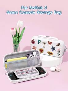 1pc Pomegranate Flower Vintage Print Pattern Protective Case, Compatible With New Switch 2 (2025), Switch NS/Switch OLED, Suitable For Switch 2 Game Console Accessories, Full Set, Storage Bag, Card Slot Dock Shell, Switch Protective Case, Romantic Gift For Switch Players - Multicolor - View 3