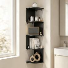 5-Tier Bathroom Wall-Mounted Storage Shelf, Triangle Corner Wall-Hanging Organizer, Essential Storage Solution For Small Apartments And Renters - Multicolor - View 7