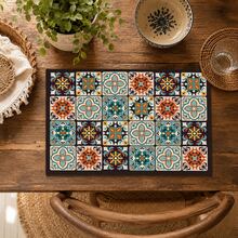 1pc Plaid Pattern Diatomaceous Earth Drying Mat, Non-Slip Heat-Resistant Absorbent Pad, Suitable For Kitchen Countertop, Coffee Machine, Tableware, Home Cafe Bar Party Decoration Placemat Gift - Multicolor - View 1